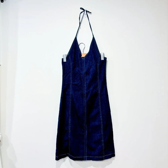 SYSTEM TAG Halter Top Denim Dress | Y2K Blue Jean Mini Dress * - Picture 1 of 7